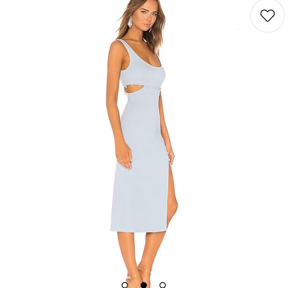 h:ours Dresses & Skirts - H:ours Revolve Samiah Baby Blue Cutout Midi Dress